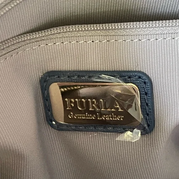 Furla blue leather crossbody satchel bag - Picture 8 of 16